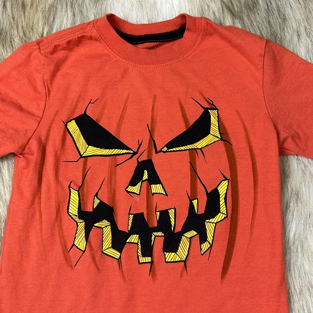 Celebrate Halloween Pumpkin Face T-Shirt Orange Kids XS 4/5